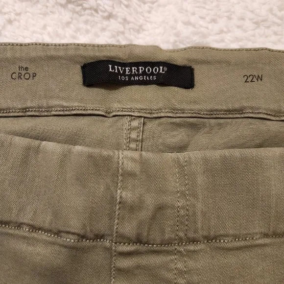 Soft Olive Sage Color Liverpool Pull On Stretch Cropped  22W