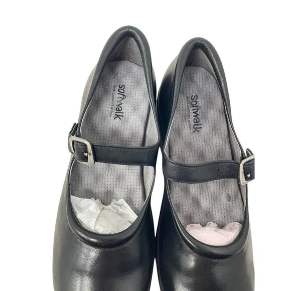 Soft Walk Mary Janes Women's Size 8 Narrow Black Jupiter Cushioned Flats