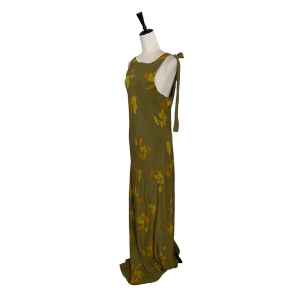 Soleil Soleil Ines Floral Maxi Dress Olive Green