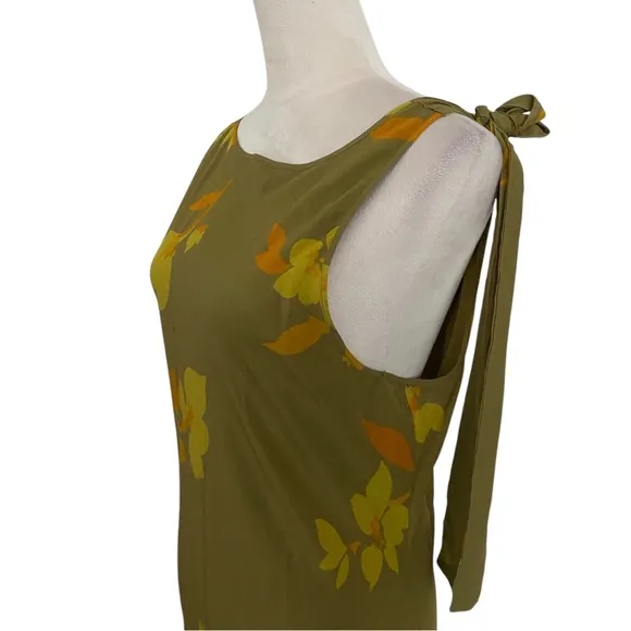 Soleil Soleil Ines Floral Maxi Dress Olive Green