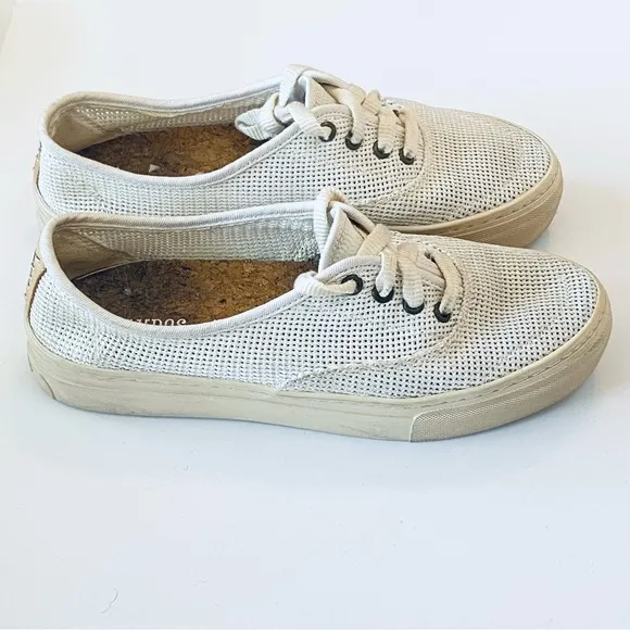 Soludos Fabric Breathable Platform Sneakers Womens 7 White Cream Lace Up Summer