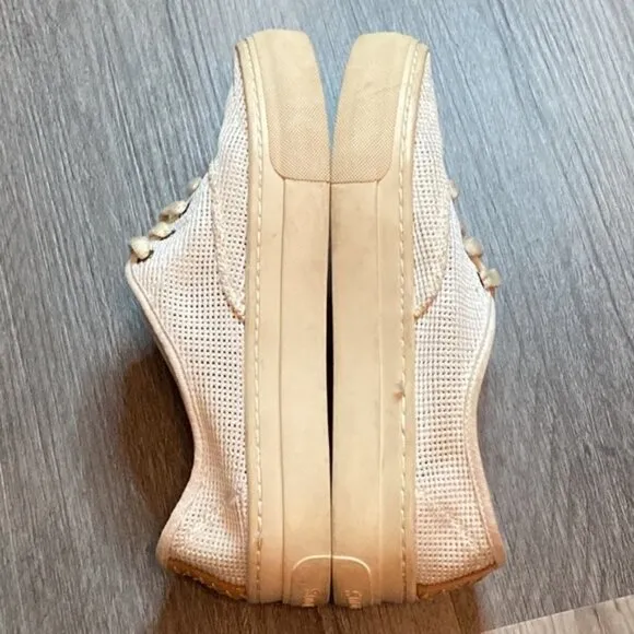 Soludos Fabric Breathable Platform Sneakers Womens 7 White Cream Lace Up Summer