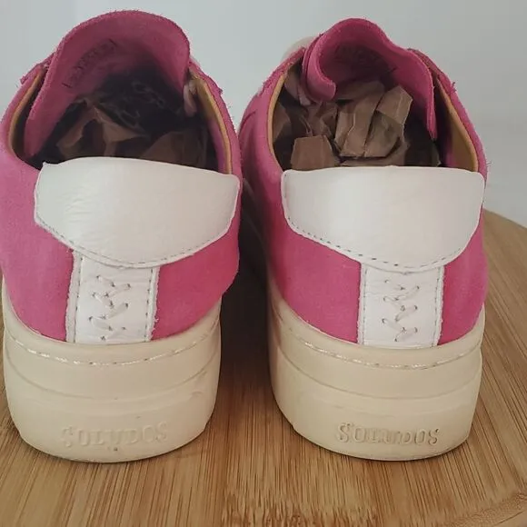 Soludos Ibiza Leather Platform Sneakers Raspberry Women's Size 7