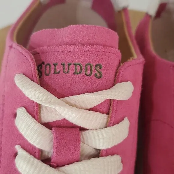 Soludos Ibiza Leather Platform Sneakers Raspberry Women's Size 7