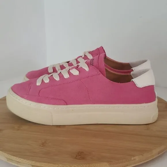 Soludos Ibiza Leather Platform Sneakers Raspberry Women's Size 7