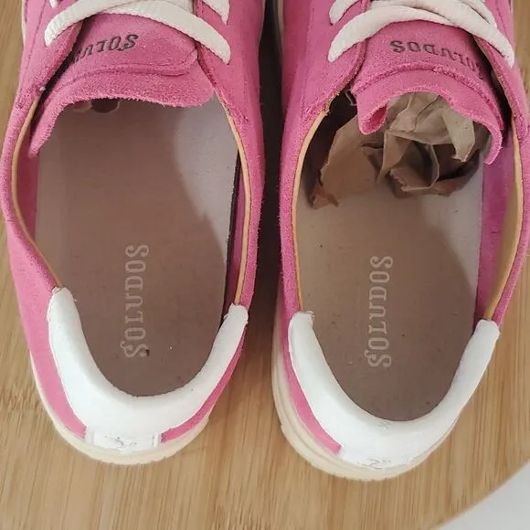 Soludos Ibiza Leather Platform Sneakers Raspberry Women's Size 7