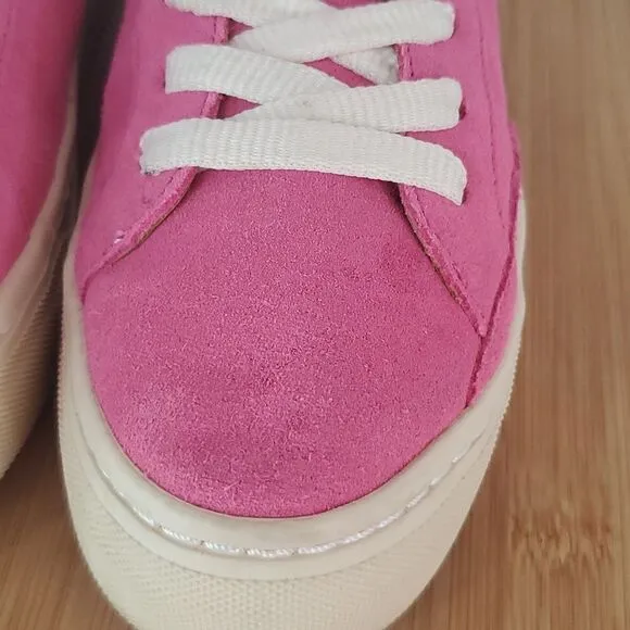 Soludos Ibiza Leather Platform Sneakers Raspberry Women's Size 7