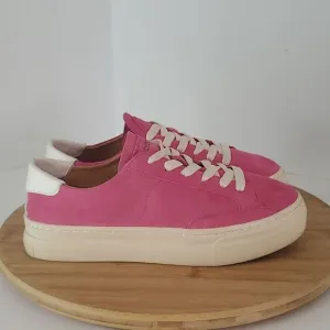 Soludos Ibiza Leather Platform Sneakers Raspberry Women's Size 7
