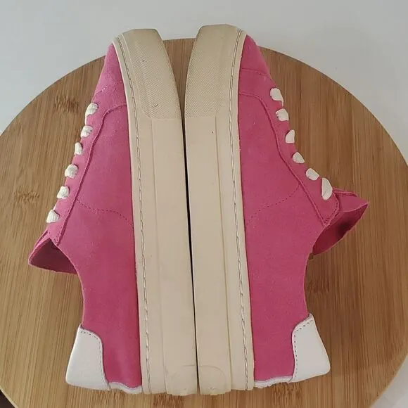 Soludos Ibiza Leather Platform Sneakers Raspberry Women's Size 7