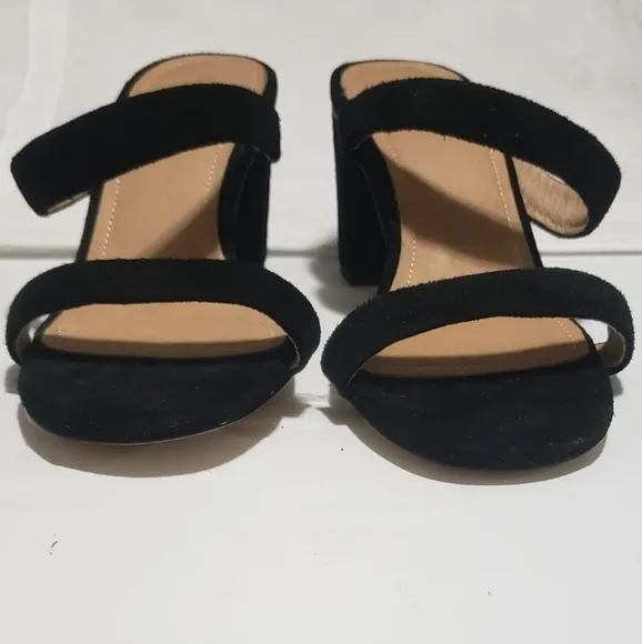 Soludos Ines Sandals minimalist  Black leather upper heel size 9