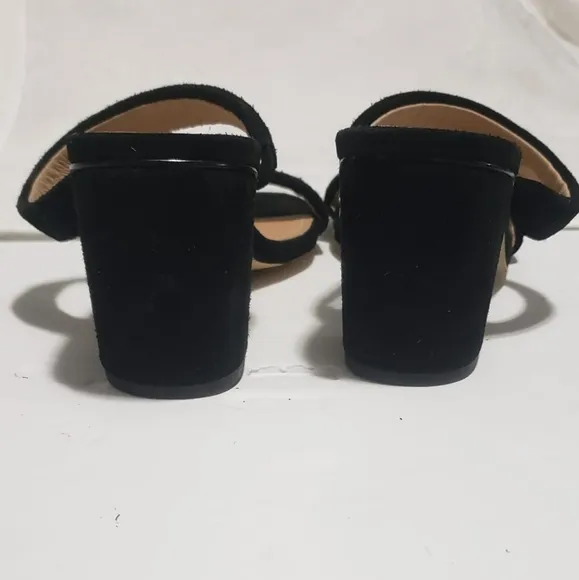 Soludos Ines Sandals minimalist  Black leather upper heel size 9