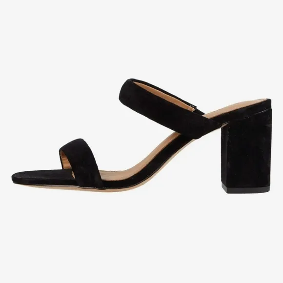 Soludos Ines Sandals minimalist  Black leather upper heel size 9