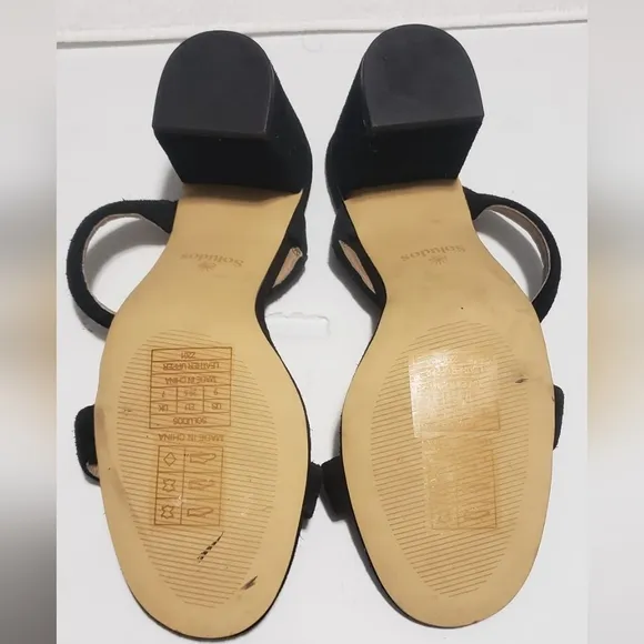 Soludos Ines Sandals minimalist  Black leather upper heel size 9