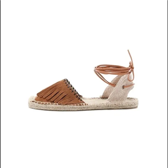 SOLUDOS Leather Fringe Espadrille Sandals