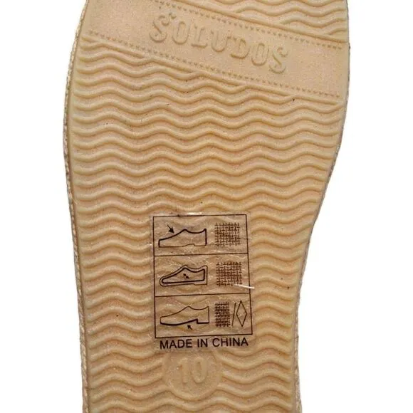 Soludos Metallic Platinum Smoking Slipper Espadrilles, US Size 10, Gold NWOB