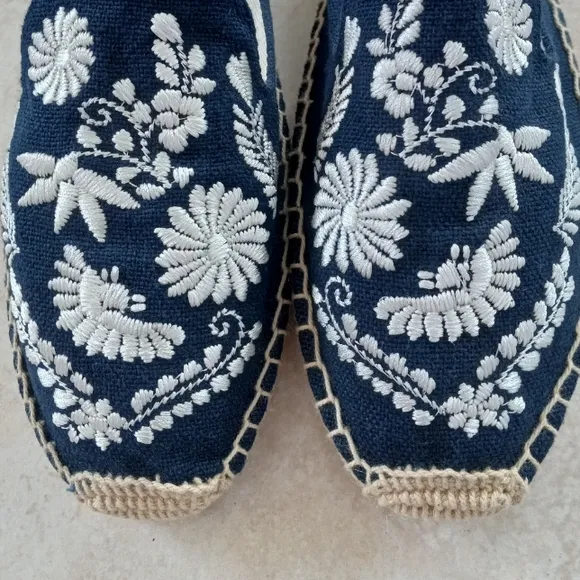 Soludos Midnight Blue Ibiza Embroidered Espadrilles Mules 7US/37.5EU