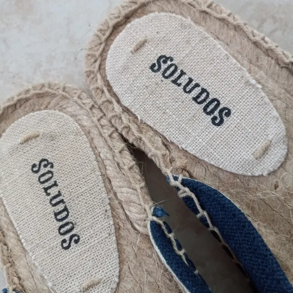 Soludos Midnight Blue Ibiza Embroidered Espadrilles Mules 7US/37.5EU