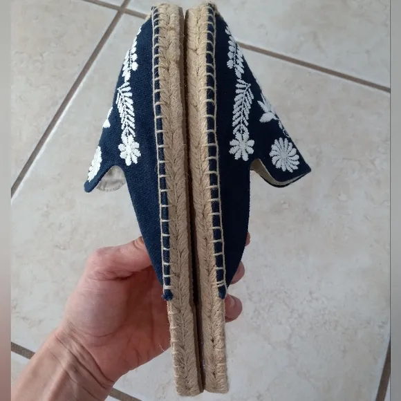 Soludos Midnight Blue Ibiza Embroidered Espadrilles Mules 7US/37.5EU