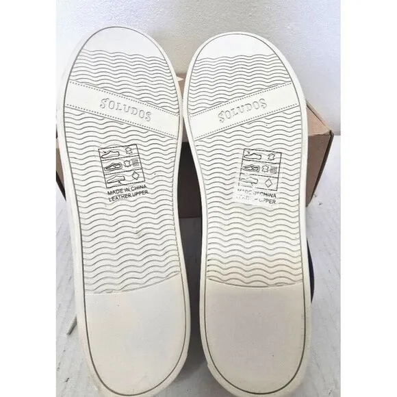 Soludos Original Ibiza Women's Blue Leather Platform Sneakers Shoes Size 7.5 NIB