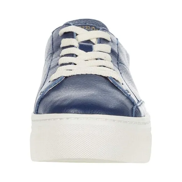 Soludos Original Ibiza Women's Blue Leather Platform Sneakers Shoes Size 7.5 NIB