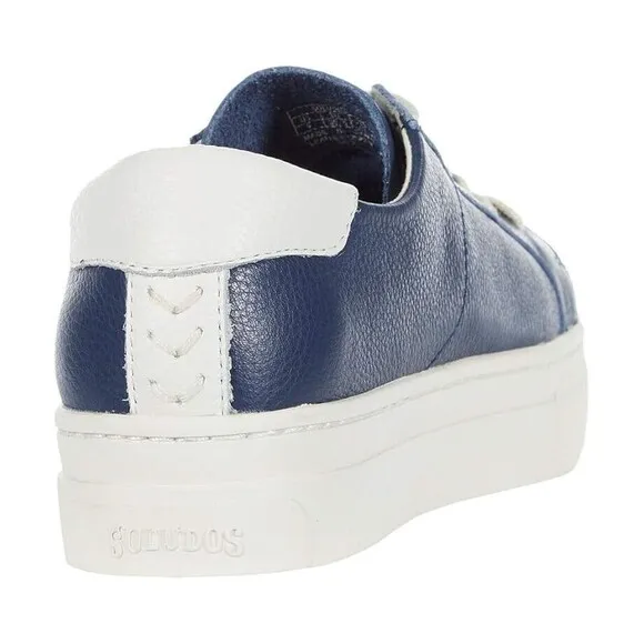 Soludos Original Ibiza Women's Blue Leather Platform Sneakers Shoes Size 7.5 NIB