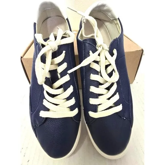 Soludos Original Ibiza Women's Blue Leather Platform Sneakers Shoes Size 7.5 NIB