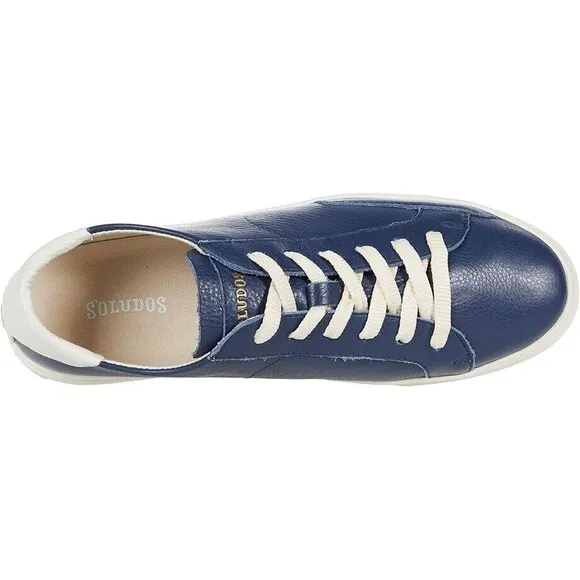 Soludos Original Ibiza Women's Blue Leather Platform Sneakers Shoes Size 7.5 NIB