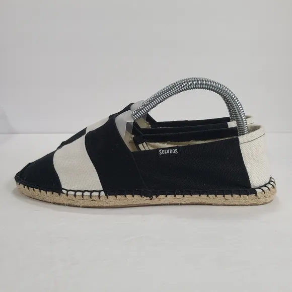 Soludos Origional Black White Stripe Barca Espadrilles Women’s Size 9