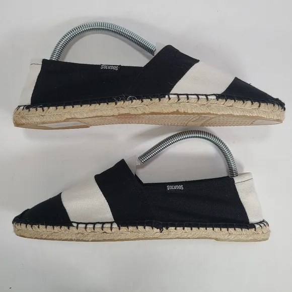 Soludos Origional Black White Stripe Barca Espadrilles Women’s Size 9