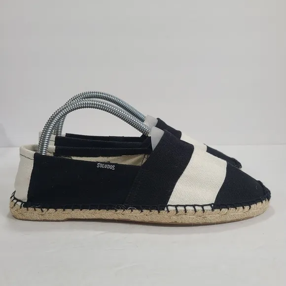 Soludos Origional Black White Stripe Barca Espadrilles Women’s Size 9