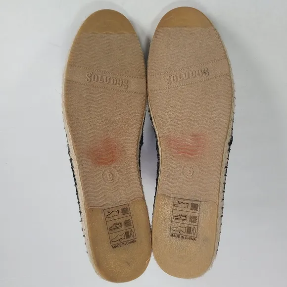 Soludos Origional Black White Stripe Barca Espadrilles Women’s Size 9