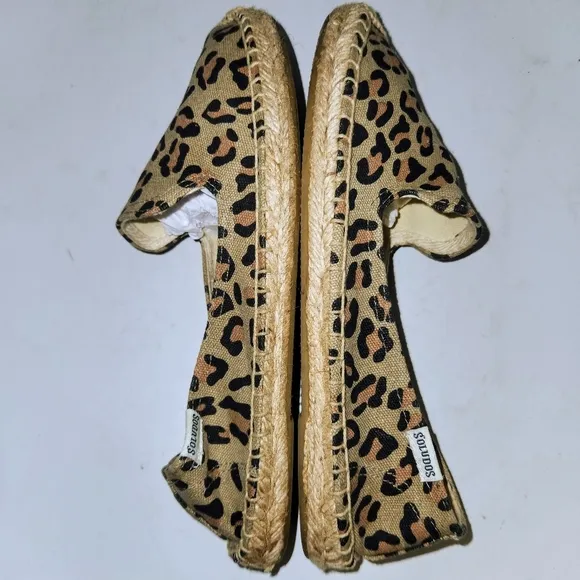 SOLUDOS Smoking Leopard Canvas Slipper Espadrilles In Maroon Black And Tan SZ 7