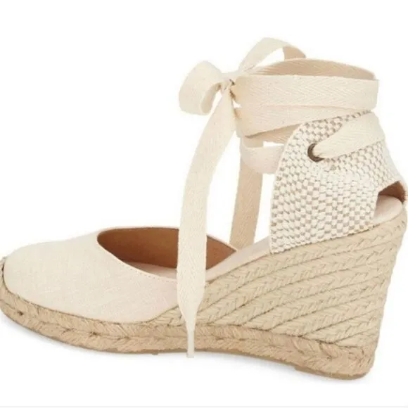 SOLUDOS Tall Wedge Ivory Size 9.5 The Marseille Jute Linen Espadrilles