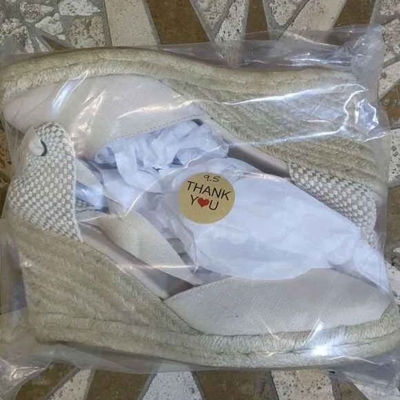 SOLUDOS Tall Wedge Ivory Size 9.5 The Marseille Jute Linen Espadrilles