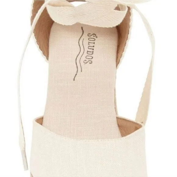 SOLUDOS Tall Wedge Ivory Size 9.5 The Marseille Jute Linen Espadrilles