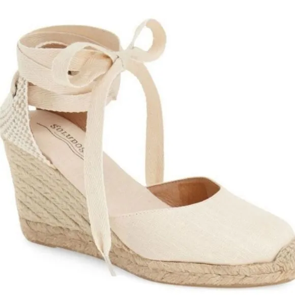 SOLUDOS Tall Wedge Ivory Size 9.5 The Marseille Jute Linen Espadrilles
