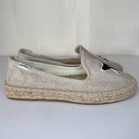 SOLUDOS Teddy &amp; Gigi Espadrilles Women's 9.5 Frenchie French Bulldog Summer Tan