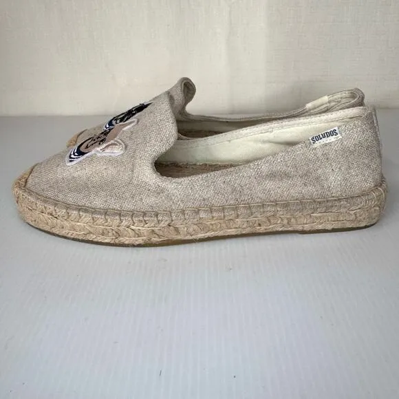 SOLUDOS Teddy &amp; Gigi Espadrilles Women's 9.5 Frenchie French Bulldog Summer Tan