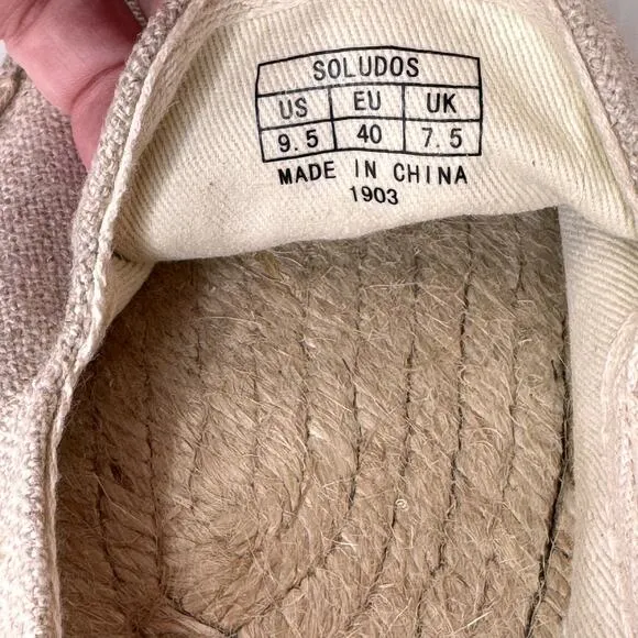 SOLUDOS Teddy &amp; Gigi Espadrilles Women's 9.5 Frenchie French Bulldog Summer Tan