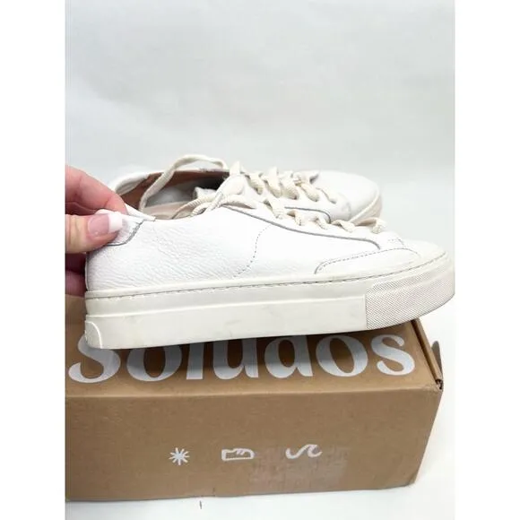 Soludos White Leather Lace-up Low-top Platform Sneakers US 6.5 EU 37 UK 4.5