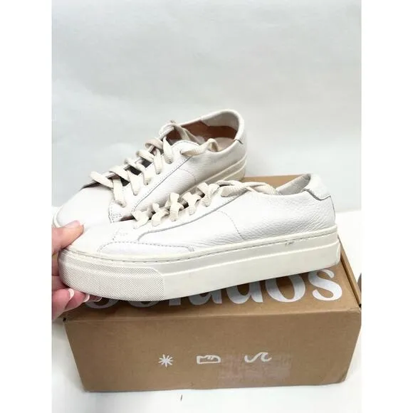 Soludos White Leather Lace-up Low-top Platform Sneakers US 6.5 EU 37 UK 4.5