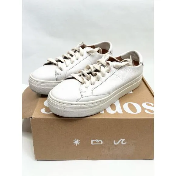 Soludos White Leather Lace-up Low-top Platform Sneakers US 6.5 EU 37 UK 4.5