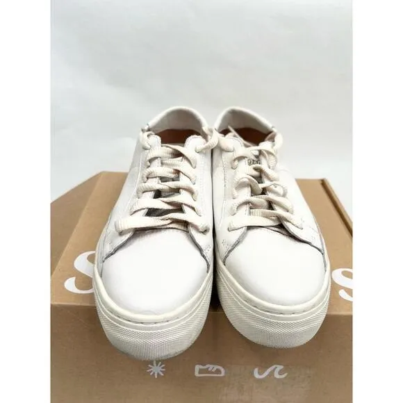 Soludos White Leather Lace-up Low-top Platform Sneakers US 6.5 EU 37 UK 4.5