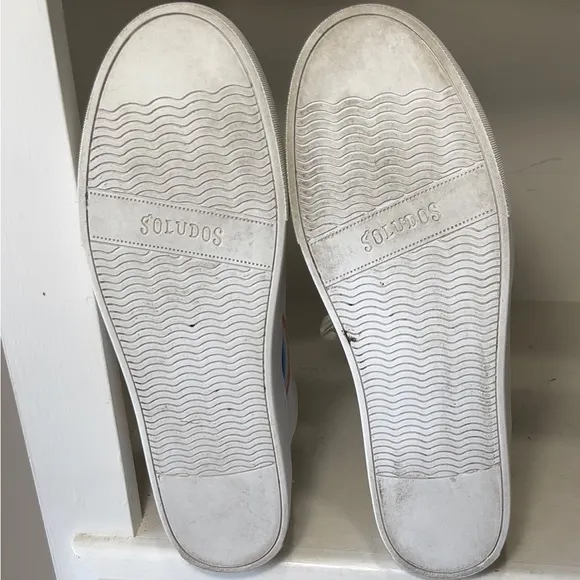 Soludos Women’s White Leather Groovy Wave Ibiza Platform Sneakers Size 8.5