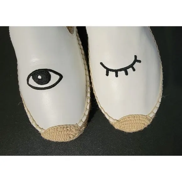 Soludos x Jason Polan Wink Embroidered Smoking Leather Slippers Espadrilles Sz 9