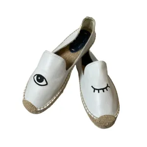 Soludos x Jason Polan Wink Embroidered Smoking Leather Slippers Espadrilles Sz 9