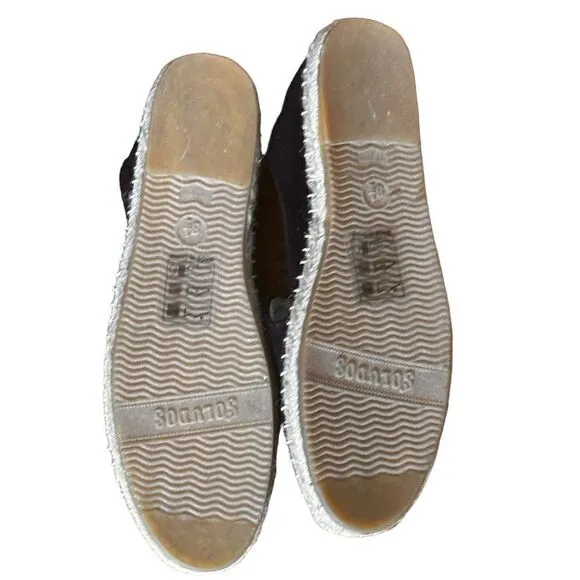 Soludos X Jason Polan Wink Smoking Wink Black Canvas Espadrilles Size 8.5