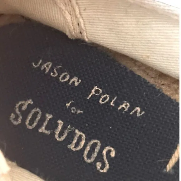 Soludos X Jason Polan Wink Smoking Wink Black Canvas Espadrilles Size 8.5