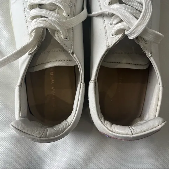 Sophia Webster Bibi Butterfly Low-Top Leather Sneakers, White Size EUR 37