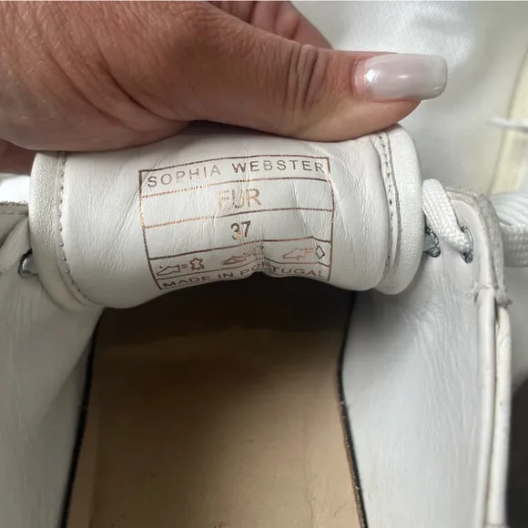 Sophia Webster Bibi Butterfly Low-Top Leather Sneakers, White Size EUR 37
